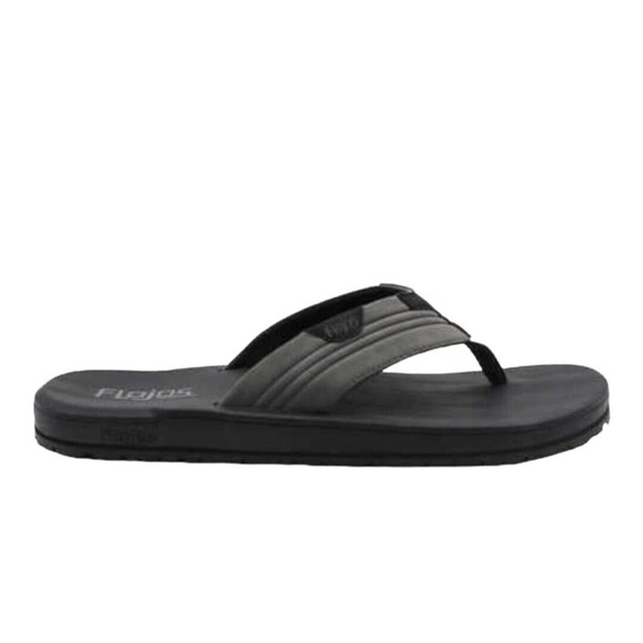Flojos Sandals Men's Size 10 Memory Foam Thongs Flip Flops Slide Grey Black - Picture 1 of 5